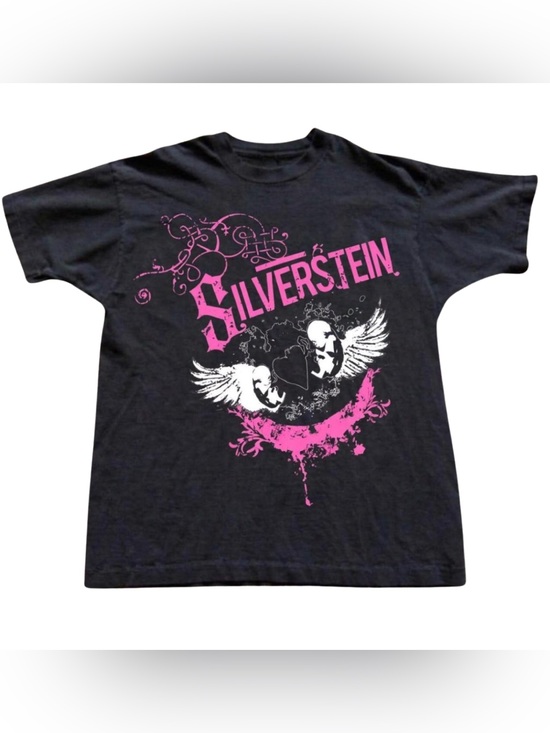 Gildan Other - Black Silverstein Short Sleeve Graphic Tee with Pink & White Design